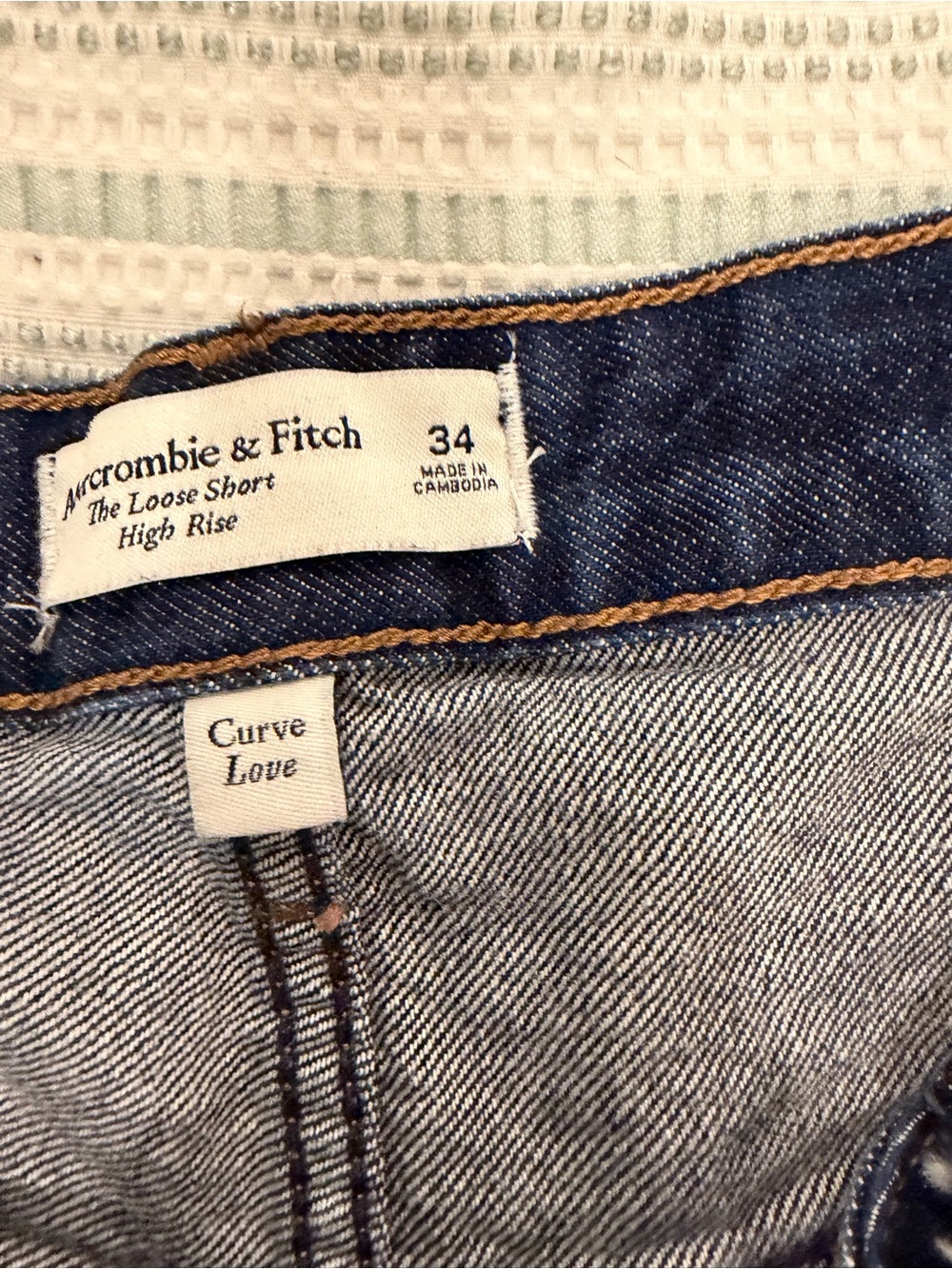Abercrombie & Fitch High-Rise Dark Blue Denim Women's Shorts - Picture 3 of 8